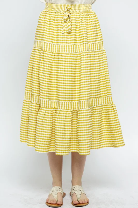 Gabby Gingham Flare Skirt in Honey