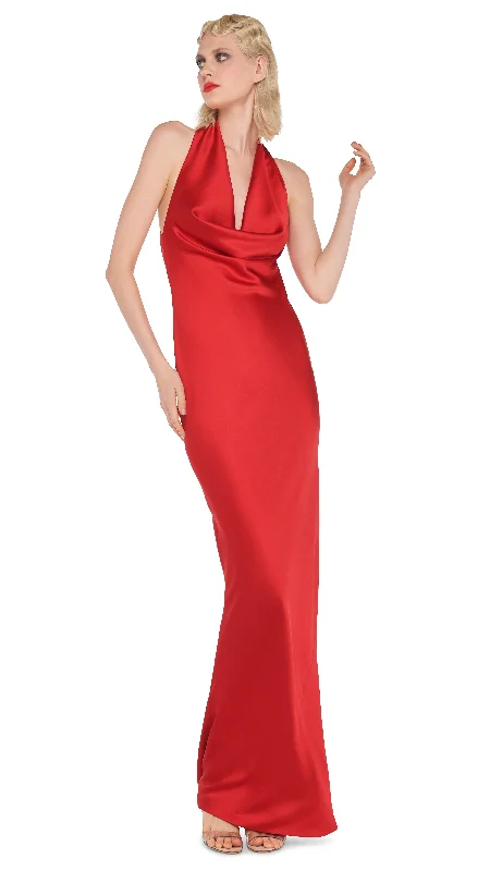 HALTER DRAPE BIAS GOWN