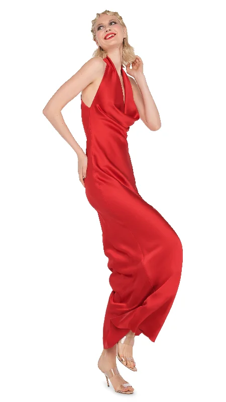 HALTER DRAPE BIAS GOWN