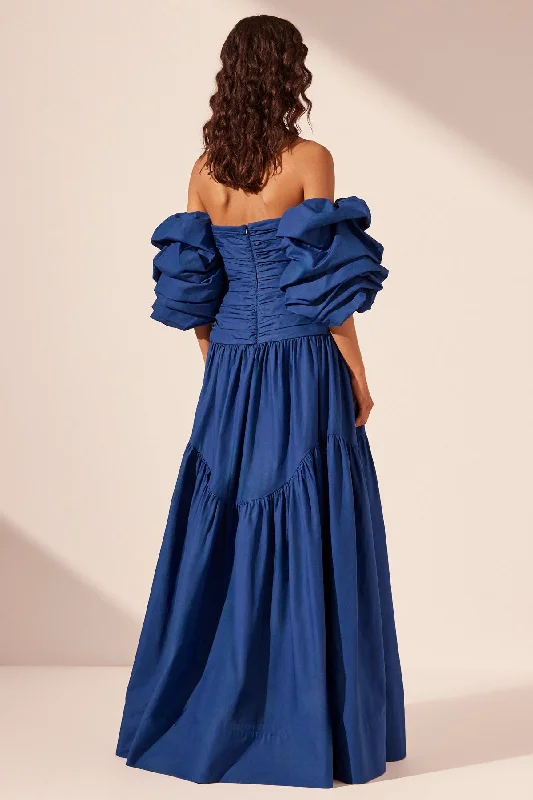 MAIORI CONTOUR RUCHED MAXI DRESS - AZURE