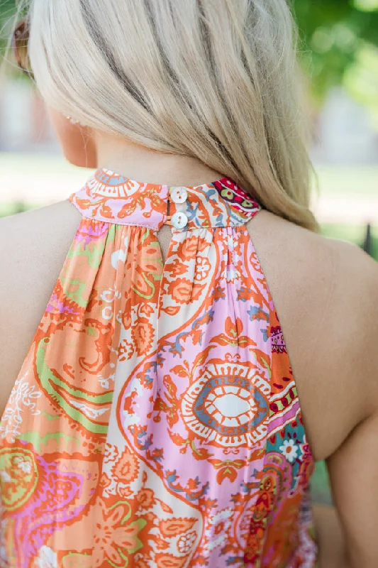 Petals And Posies Paisley Multi Halter Neck Mini Dress