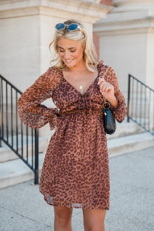 Tell Me The Truth V-Neck Leopard Print Dress