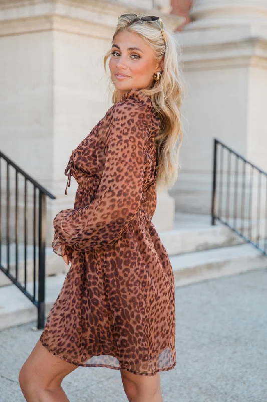 Tell Me The Truth V-Neck Leopard Print Dress