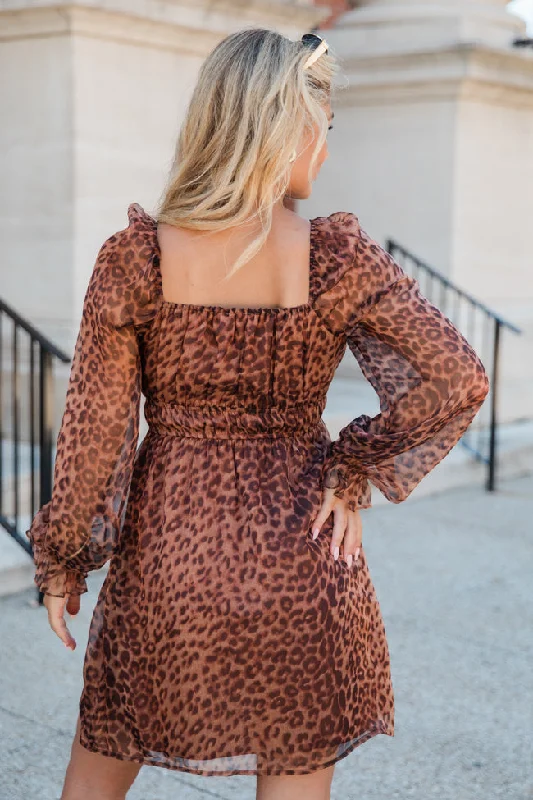 Tell Me The Truth V-Neck Leopard Print Dress