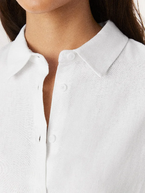 The Linen Long Sleeve Shirt in Bright White