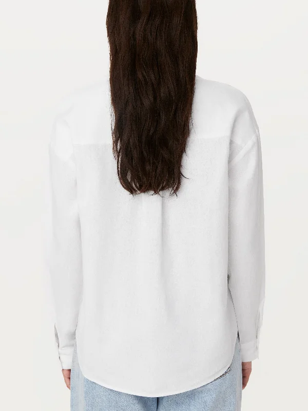 The Linen Long Sleeve Shirt in Bright White