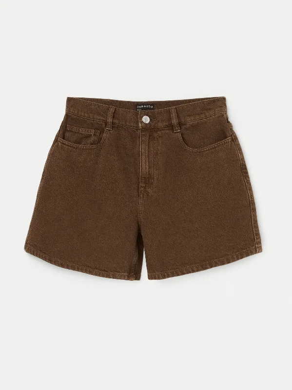 The Courtney Loose Denim Short in Sepia