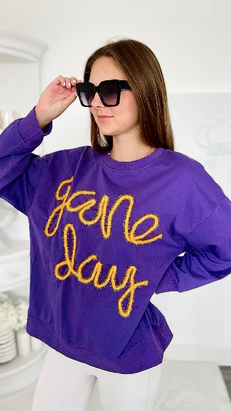 Metallic Game Day Sweatshirt - Purple/Gold