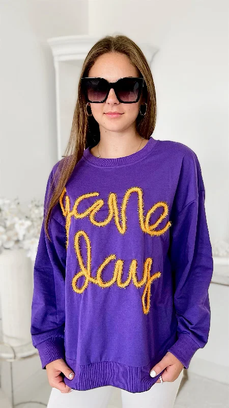 Metallic Game Day Sweatshirt - Purple/Gold