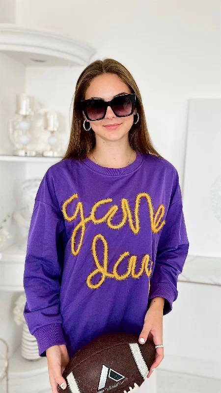 Metallic Game Day Sweatshirt - Purple/Gold