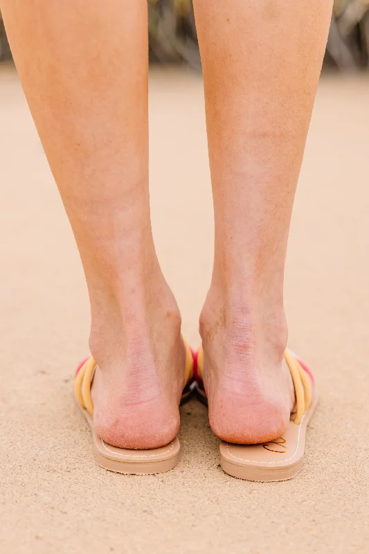 Break The Rules Mustard Yellow Colorblock Sandals