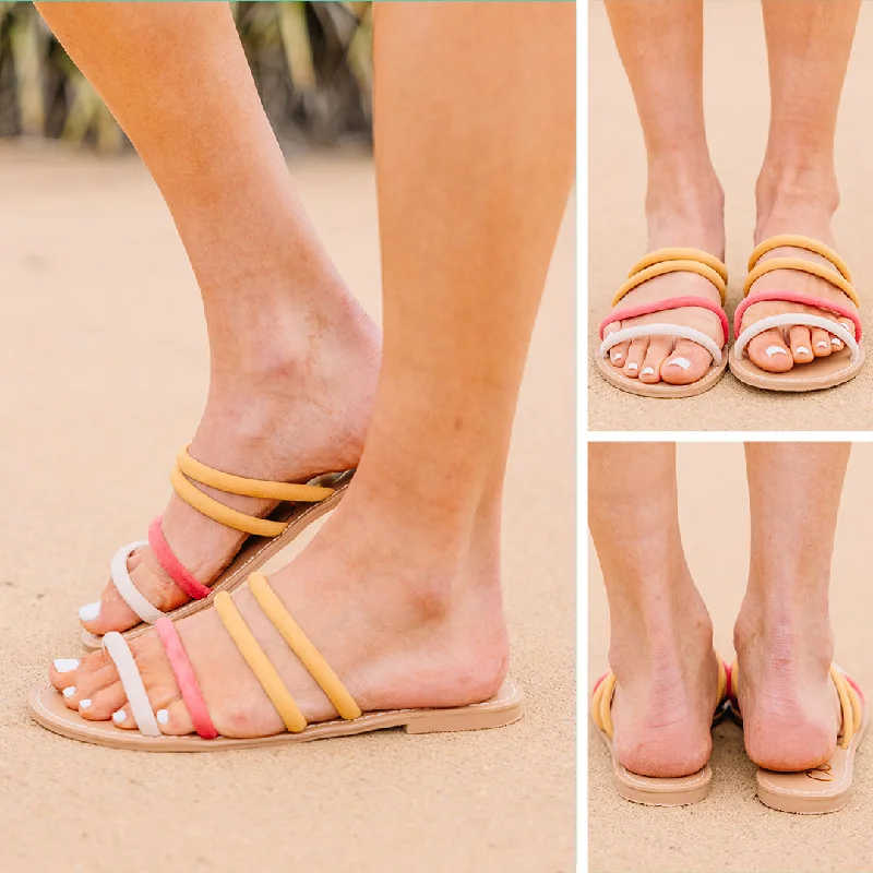 Break The Rules Mustard Yellow Colorblock Sandals