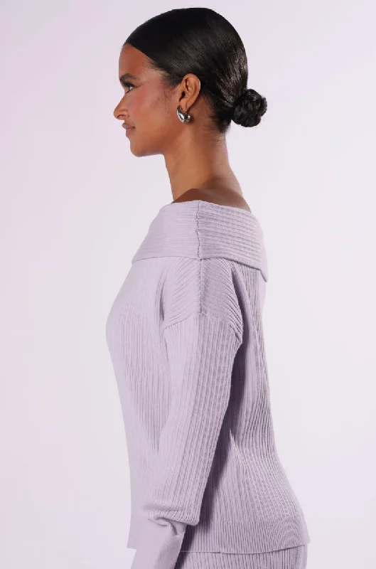 CAN'T LOSE OFF THE SHOULDER KNIT SWEATER