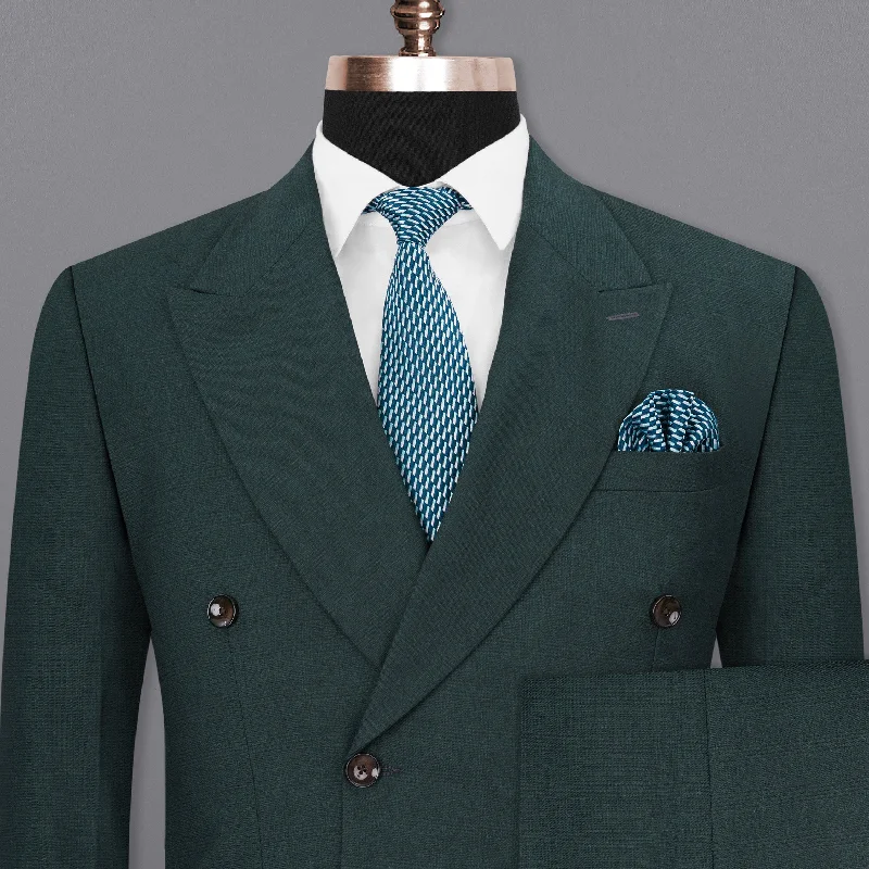 Cape Cod Green Subtle Plaid Double Breasted Suit