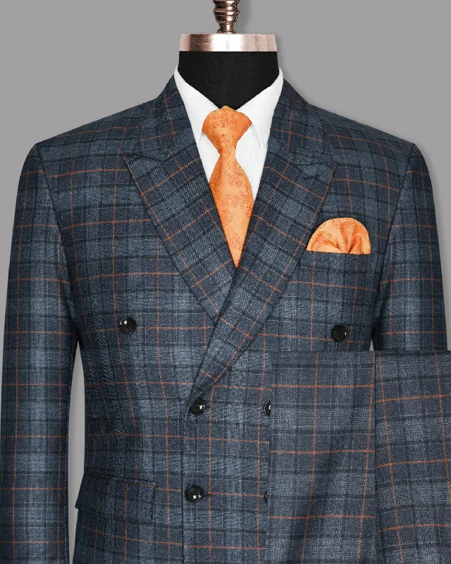 Charade Gray Plaid Double Breasted Suit