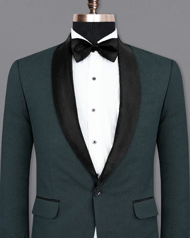 Charade Wool Subtle Textured Rich  Premium Tuxedo Blazer