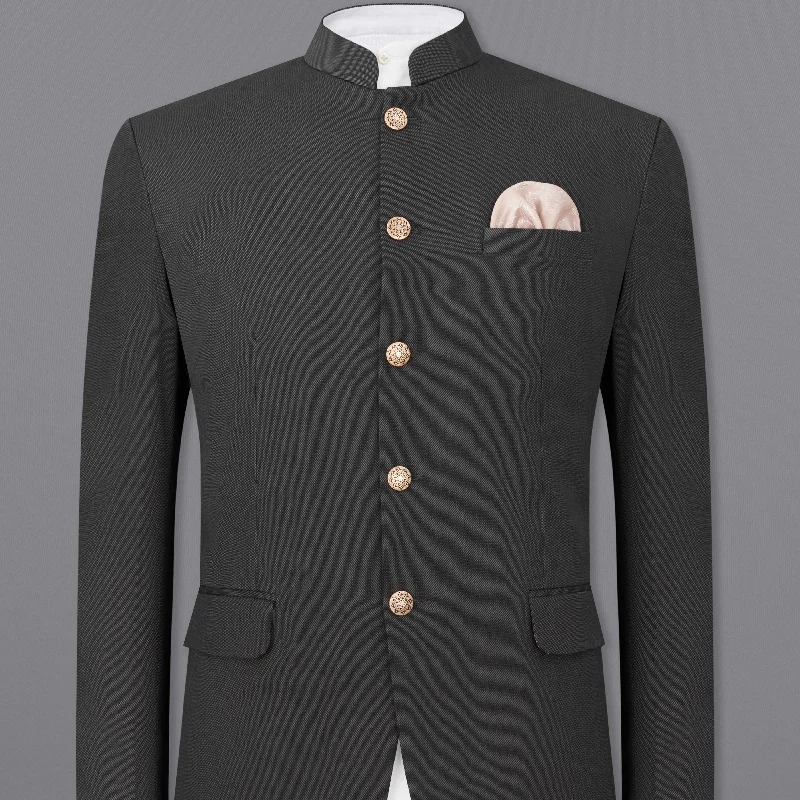 Charcoal Gray Premium Cotton Bandhgala Blazer