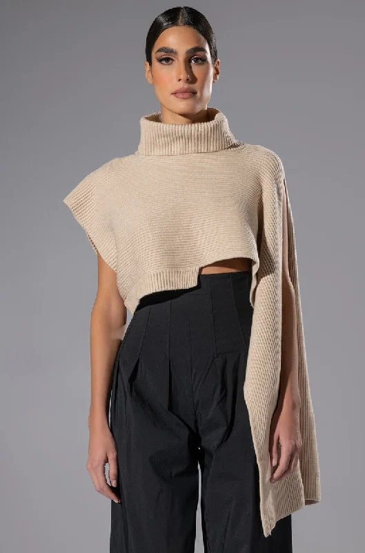 CHELSEA ASYMMETRICAL TURTLENECK SWEATER