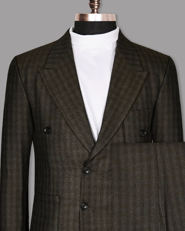 Cocoa Brown Checked Double Breasted Sport Suit