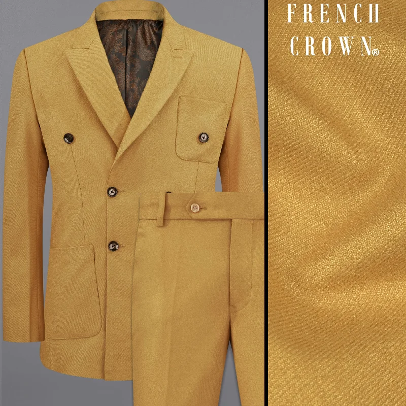 Copper Yellow Wool Rich Double Breasted Sports Suit