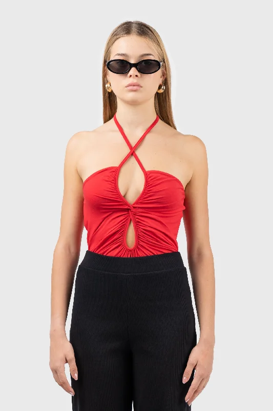 Cut Out Detail Halter Neck Bodysuit