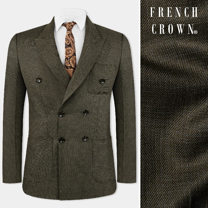 Eclipse Brown Wool Rich Double Breasted Sports Blazer