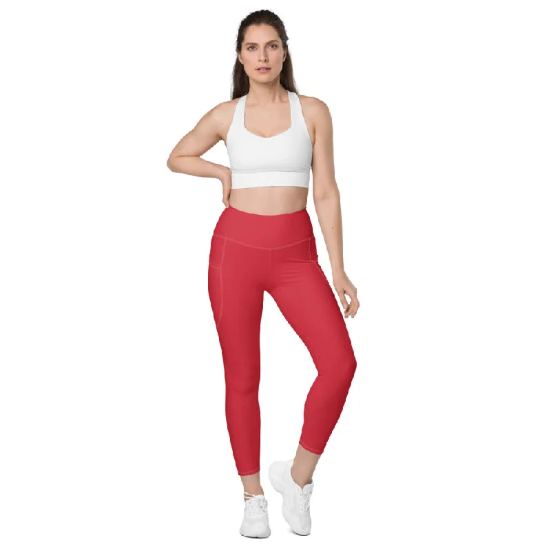 ELEVATED ESSENTIALS, THE PERFECT SIDE POCKET LEGGING RED