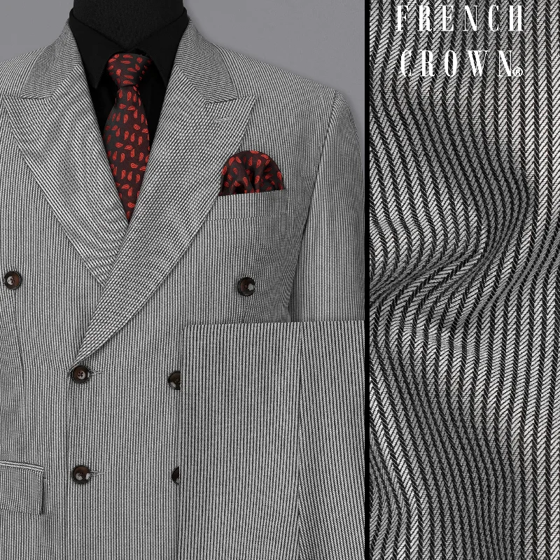 Gainsboro Gray Striped Double Breasted Suit