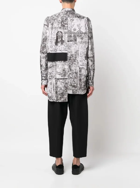 Graphic-Print Asymmetric Shirt