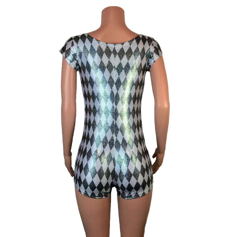 Cap Sleeve Romper - Harlequin Diamond Holographic