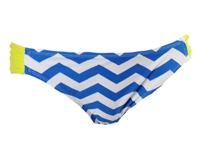 Hula Honey Juniors' Chevron-Print Side-Tab Bikini Bottom, Blue/White, M