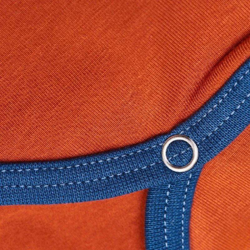 Long-sleeve baby body ""Rust/Indigo""