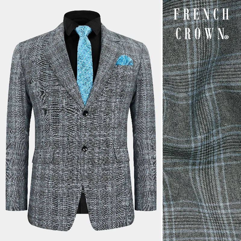 Ironside and Casper Gray Plaid Wool Rich Single Breasted Blazer