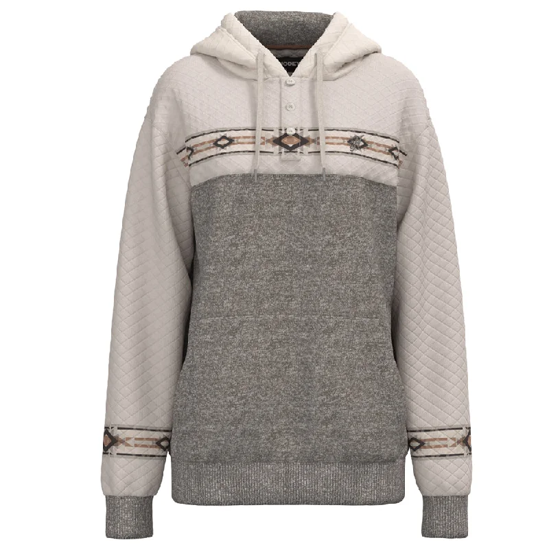 ""Jimmy"" Grey /White w/ Quilted Pattern Hoody