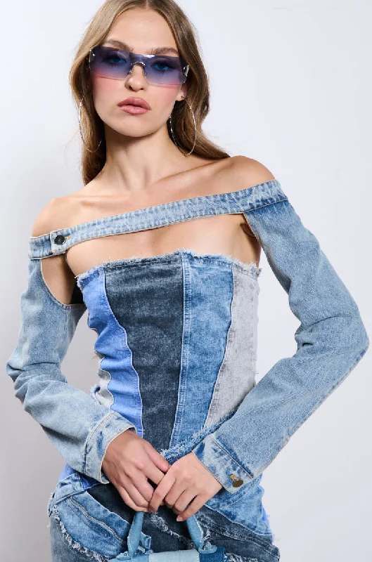 JUST THE SLEEVES DENIM BOLERO JACKET