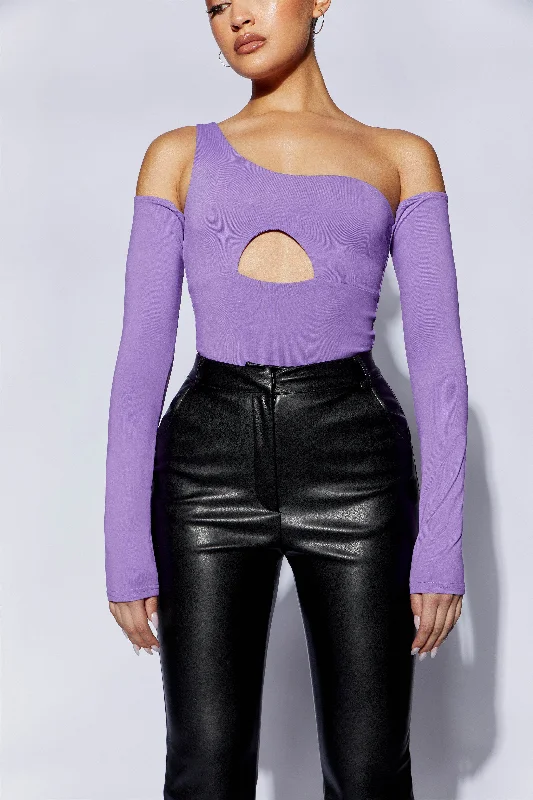 Lexi One Shoulder Cut Out Bodysuit - Purple