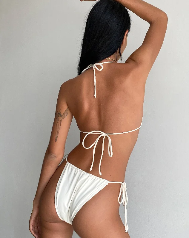 Leyna Bikini Bottom in Ivory with Black Bow