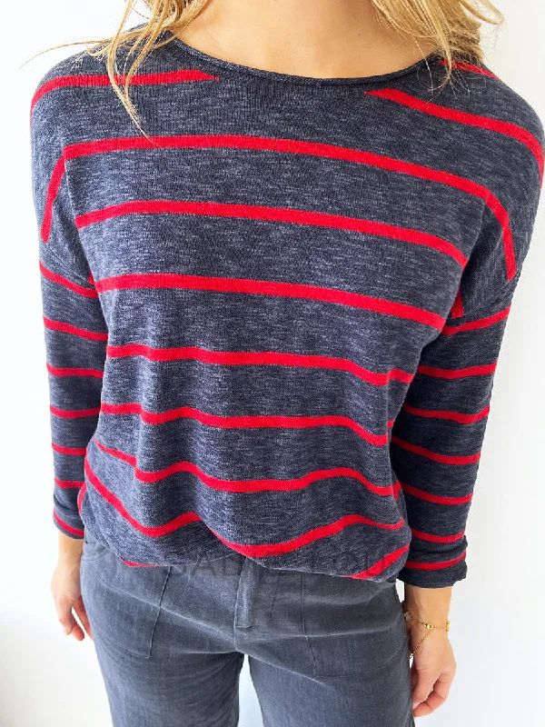 Little Lies / Mimmie Stripe Top -Navy/Red