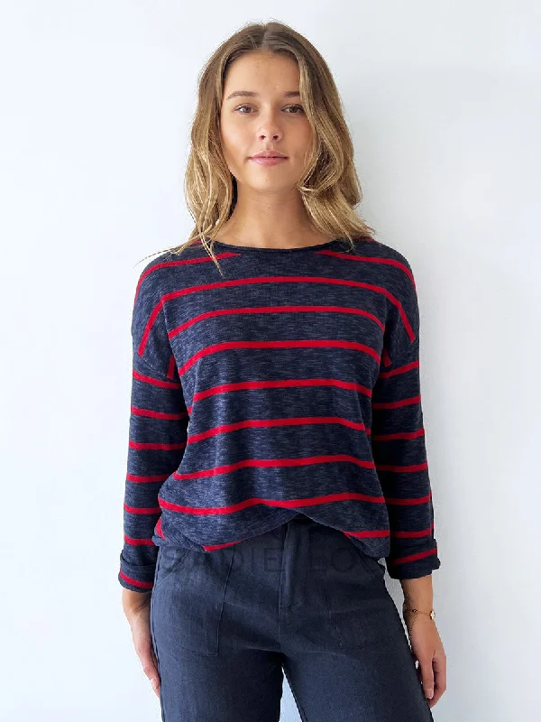 Little Lies / Mimmie Stripe Top -Navy/Red