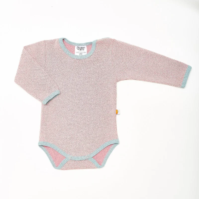 Long-sleeve baby body ""Dotties Pink/Stone Blue""