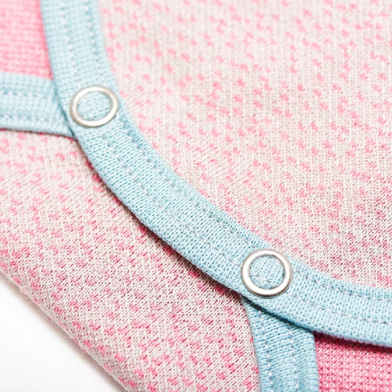 Long-sleeve baby body ""Dotties Pink/Stone Blue""