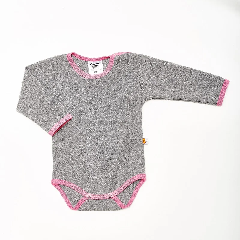 Longsleeve baby body ""Doubleface Grey/Pink""