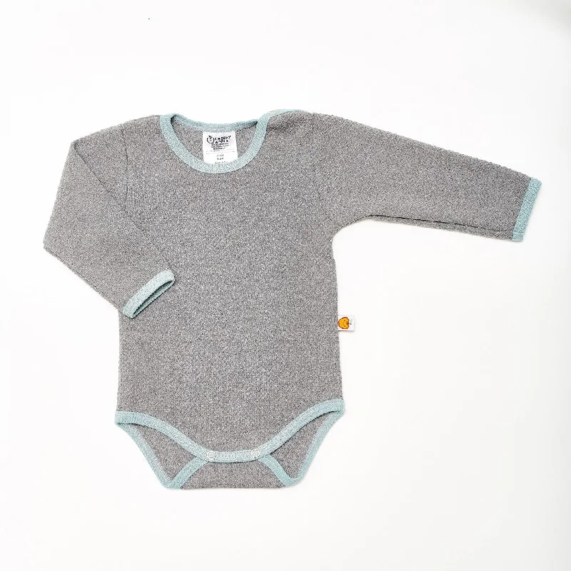 Longsleeve baby body ""Doubleface Grey/Stone blue""