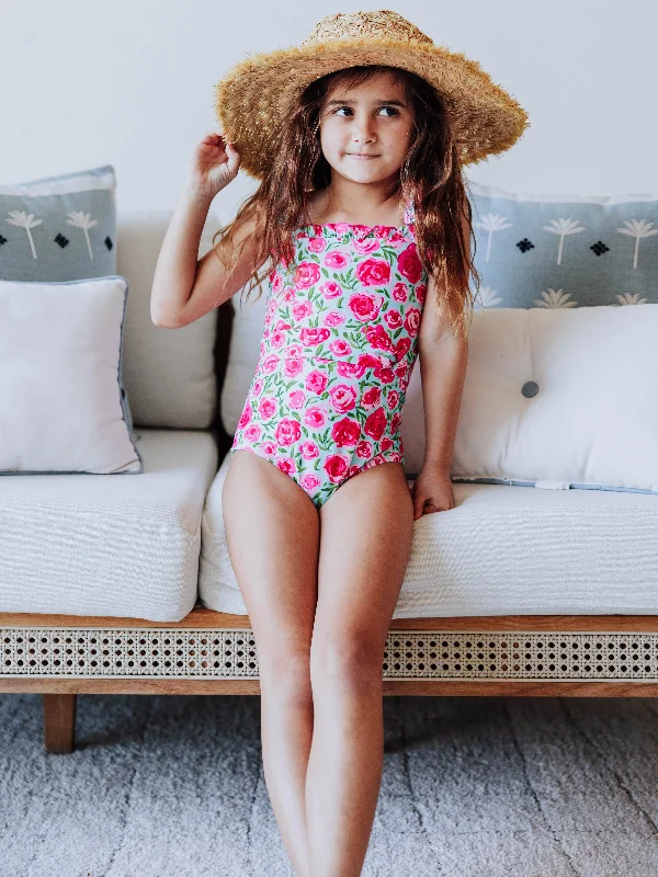 Maisie One Piece - Covered in Roses on Aqua