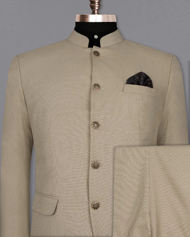 Malta Cream Bandhgala Wool Rich Suit