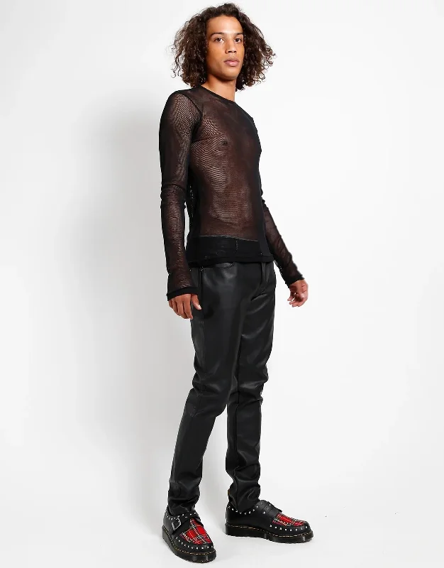 Mens Black Fishnet Long Sleeve