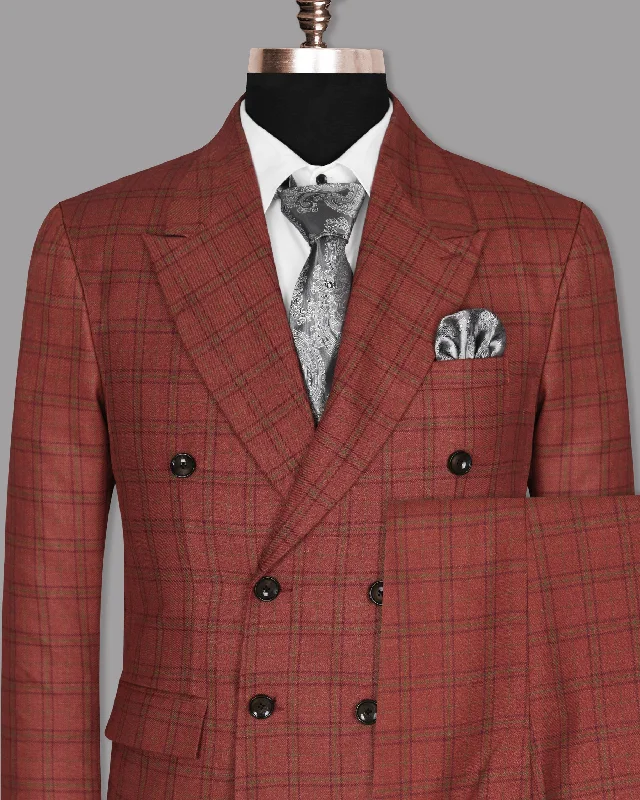 Metallic Copper Windowpane Double Breasted Suit