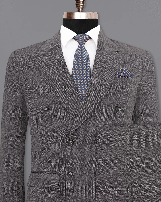 Mobster Grey Double-Breasted Premium Cotton Suit