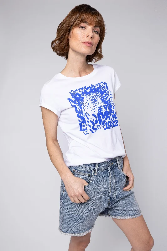 MUSE TIGER NEAT FIT T-SHIRT (WHITE/BLUE)