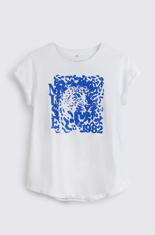 MUSE TIGER NEAT FIT T-SHIRT (WHITE/BLUE)